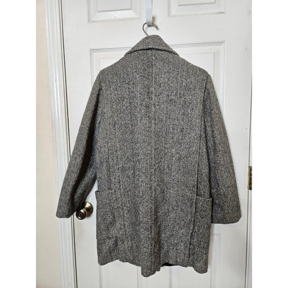Herman Kay Wool Pea Coat Jacket Gray 4 Button Closure USA VINTAGE 90S SEE MEAS - Picture 6 of 10